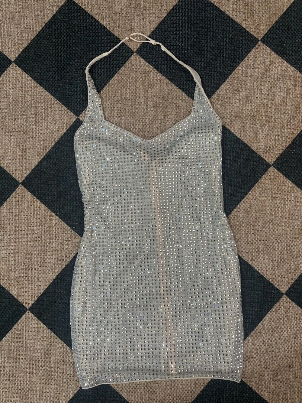 Oh Polly Amolika Embellished Halterneck Mini Dress Embellished Mini Dress in
